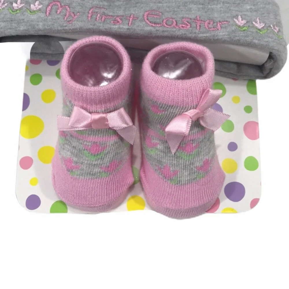 Little Me My First Easter Beanie & Socks Set Pink